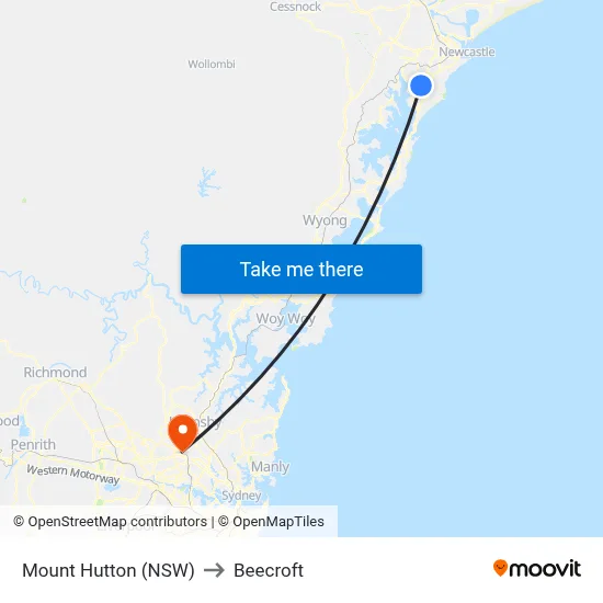 Mount Hutton (NSW) to Beecroft map