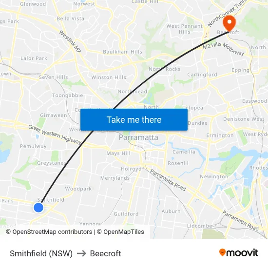 Smithfield (NSW) to Beecroft map