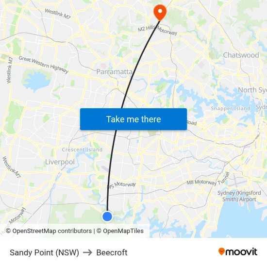 Sandy Point (NSW) to Beecroft map