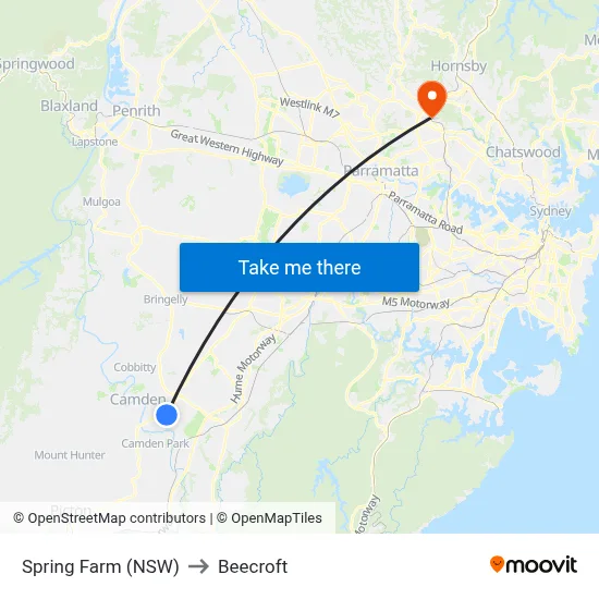 Spring Farm (NSW) to Beecroft map