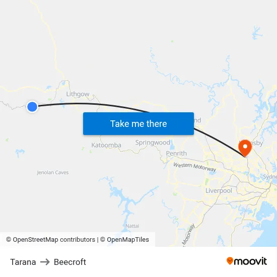 Tarana to Beecroft map