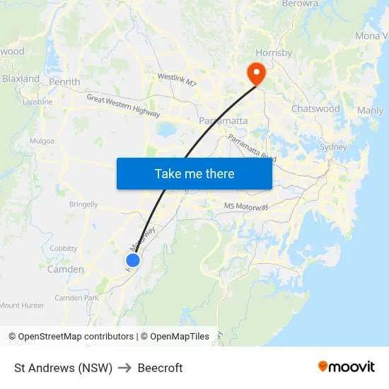 St Andrews (NSW) to Beecroft map
