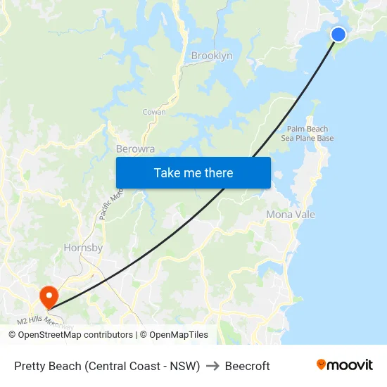 Pretty Beach (Central Coast - NSW) to Beecroft map