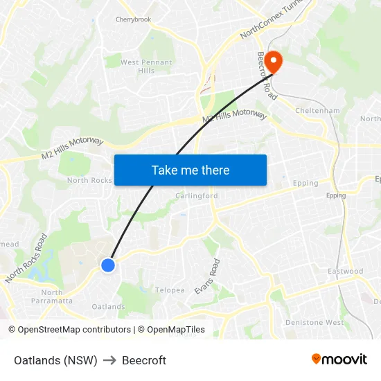 Oatlands (NSW) to Beecroft map