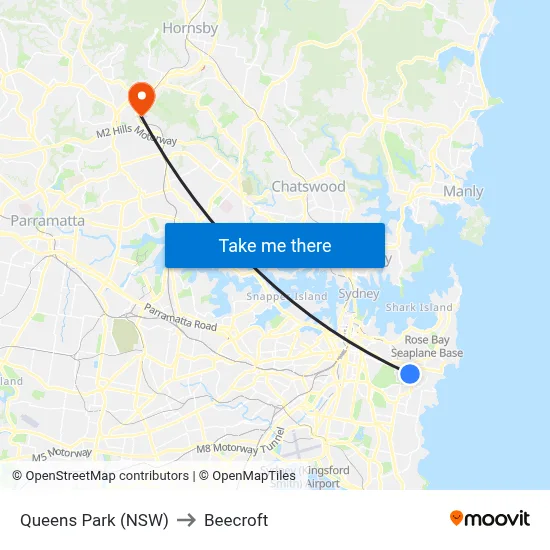 Queens Park (NSW) to Beecroft map