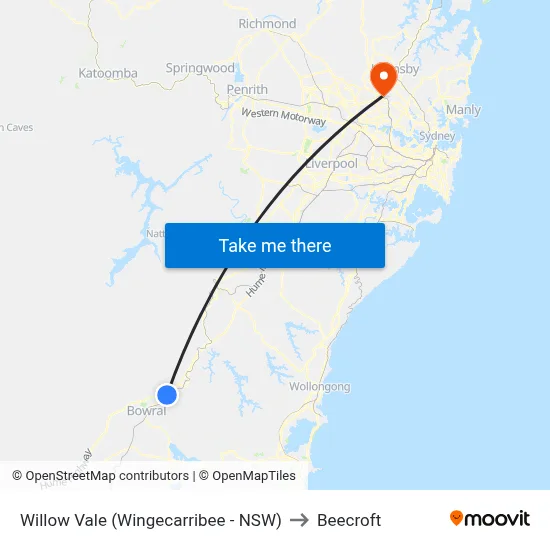 Willow Vale (Wingecarribee - NSW) to Beecroft map