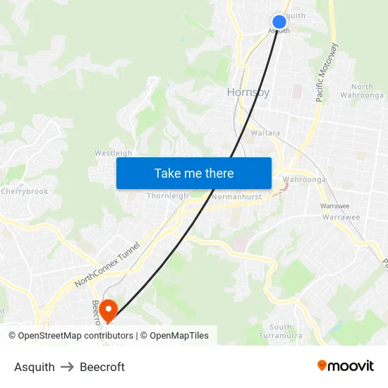 Asquith to Beecroft map