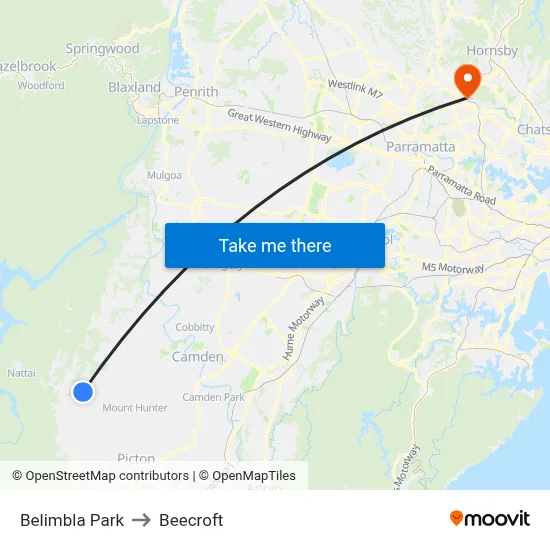 Belimbla Park to Beecroft map
