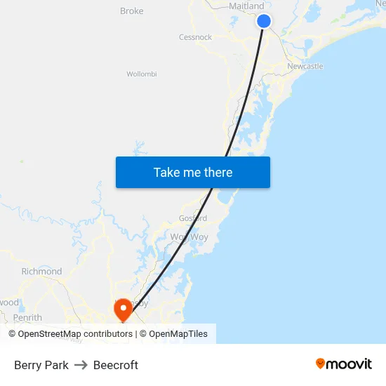 Berry Park to Beecroft map