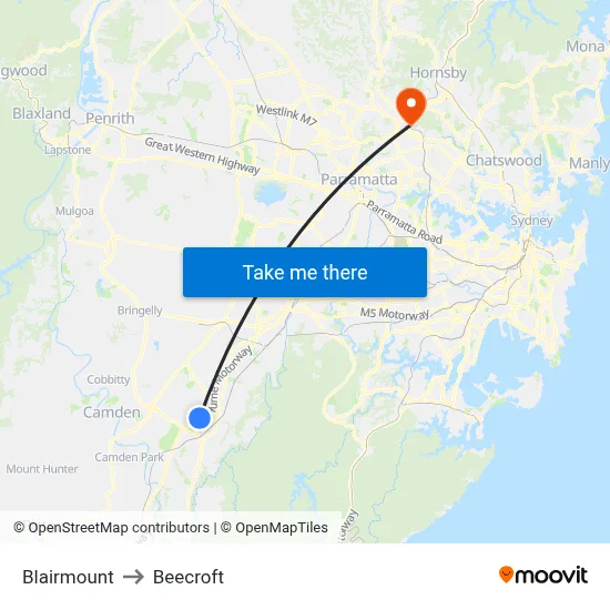 Blairmount to Beecroft map