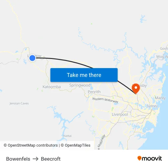 Bowenfels to Beecroft map