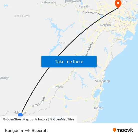 Bungonia to Beecroft map