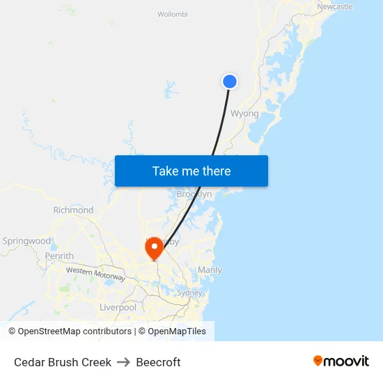 Cedar Brush Creek to Beecroft map