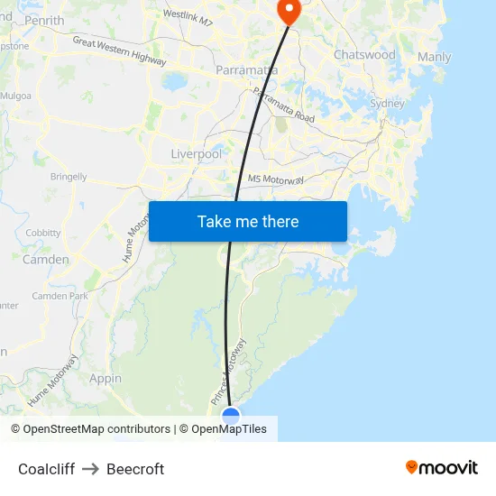 Coalcliff to Beecroft map