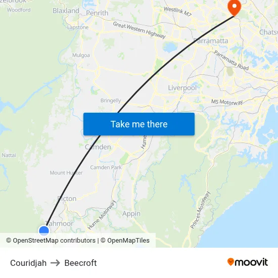 Couridjah to Beecroft map