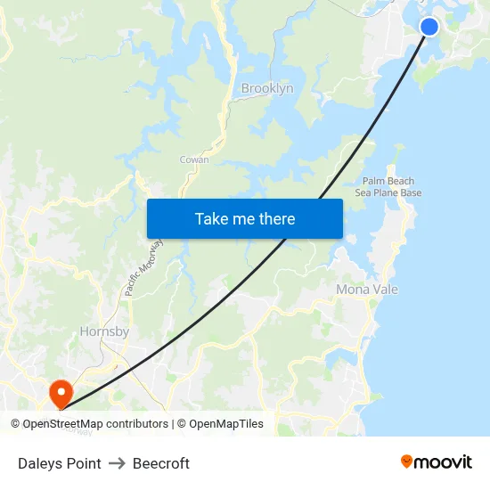 Daleys Point to Beecroft map