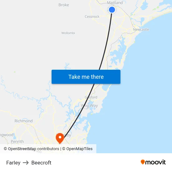 Farley to Beecroft map
