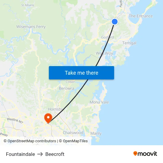 Fountaindale to Beecroft map