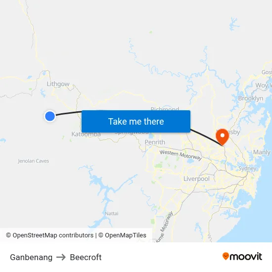 Ganbenang to Beecroft map