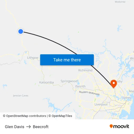 Glen Davis to Beecroft map