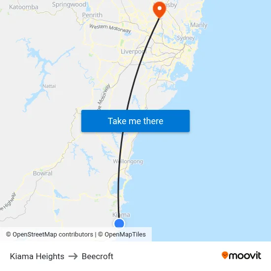 Kiama Heights to Beecroft map
