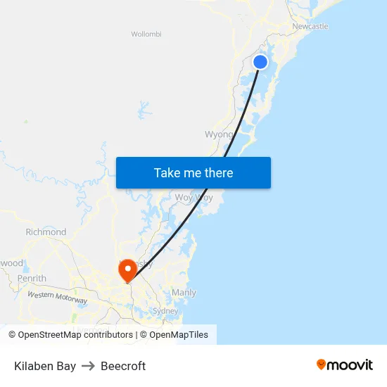 Kilaben Bay to Beecroft map