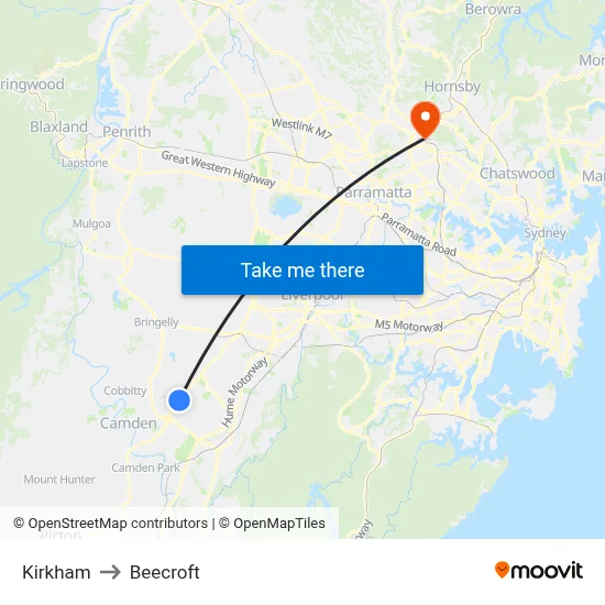 Kirkham to Beecroft map