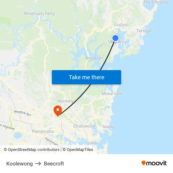 Koolewong to Beecroft map