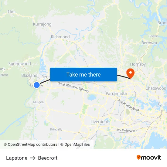 Lapstone to Beecroft map