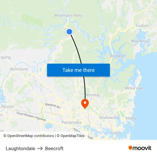 Laughtondale to Beecroft map