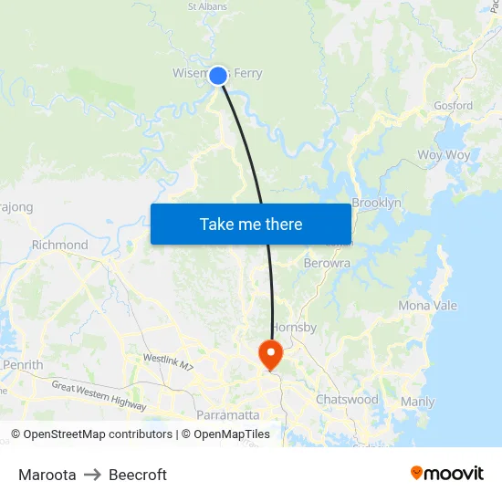 Maroota to Beecroft map