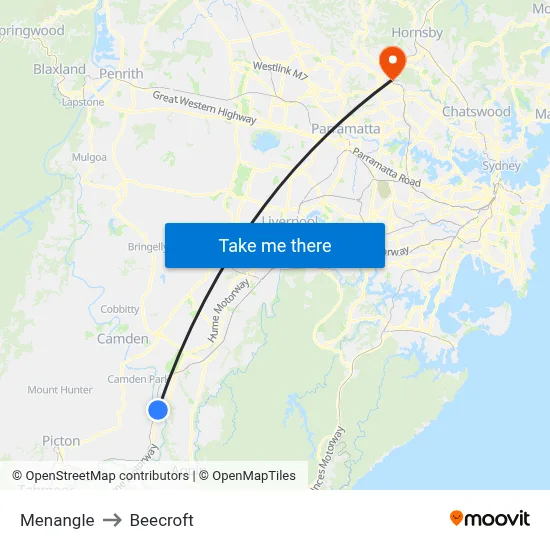 Menangle to Beecroft map
