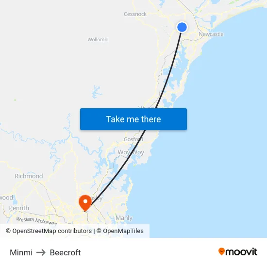 Minmi to Beecroft map