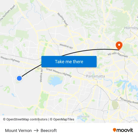 Mount Vernon to Beecroft map