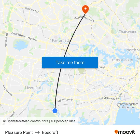 Pleasure Point to Beecroft map
