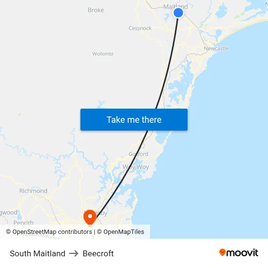 South Maitland to Beecroft map