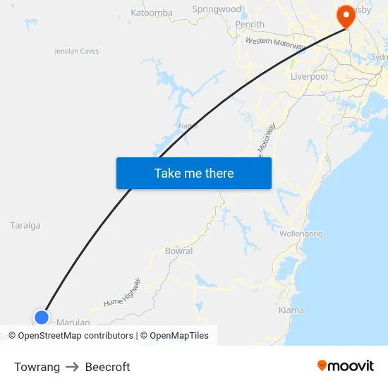Towrang to Beecroft map