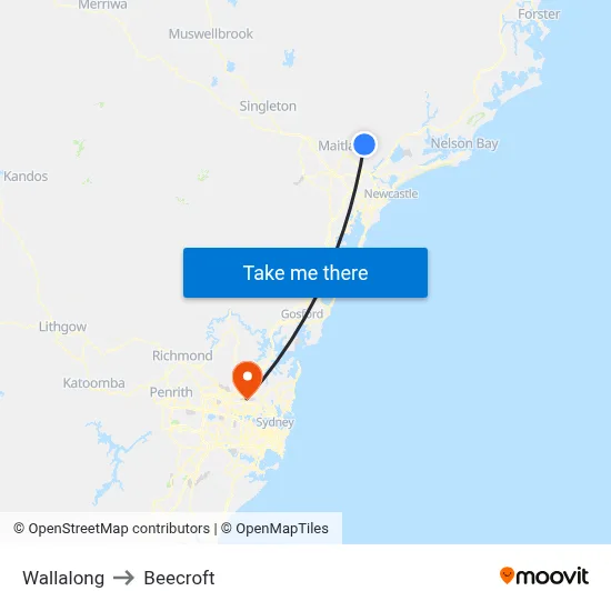 Wallalong to Beecroft map