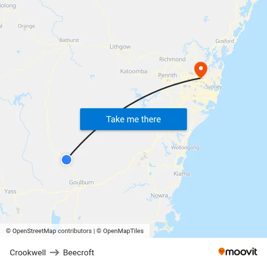 Crookwell to Beecroft map