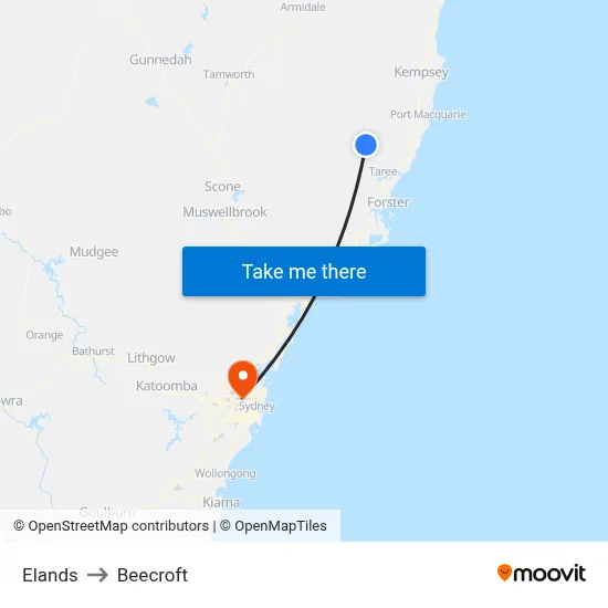 Elands to Beecroft map