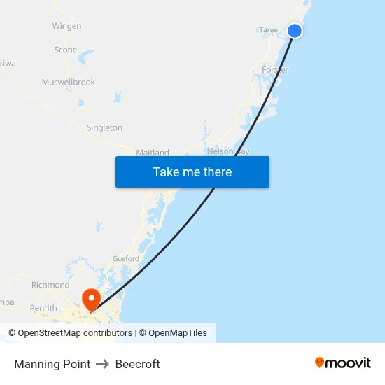 Manning Point to Beecroft map
