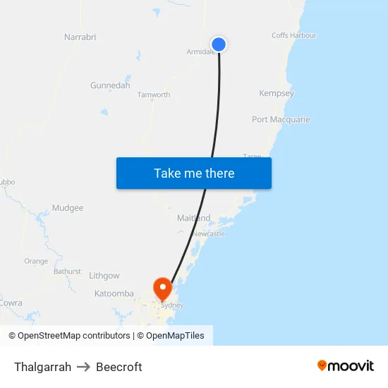 Thalgarrah to Beecroft map