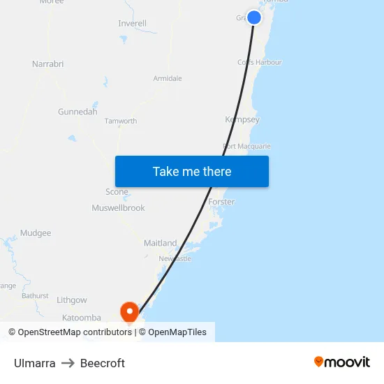 Ulmarra to Beecroft map