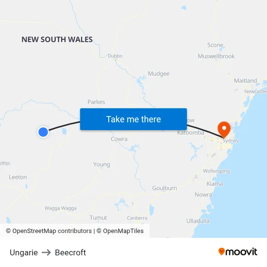 Ungarie to Beecroft map