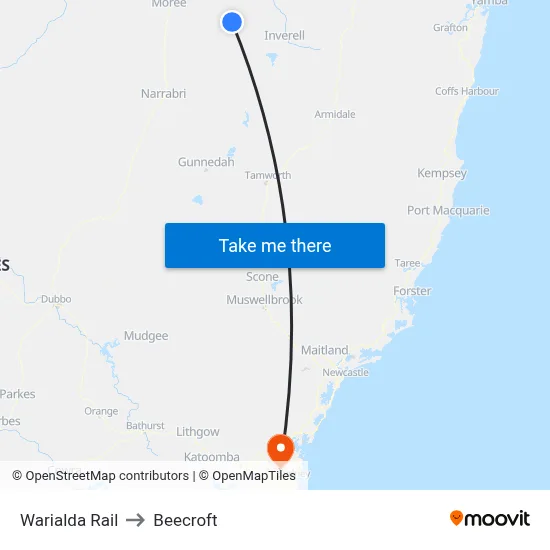 Warialda Rail to Beecroft map