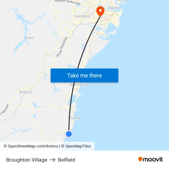Broughton Village to Belfield map