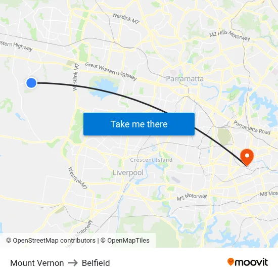 Mount Vernon to Belfield map