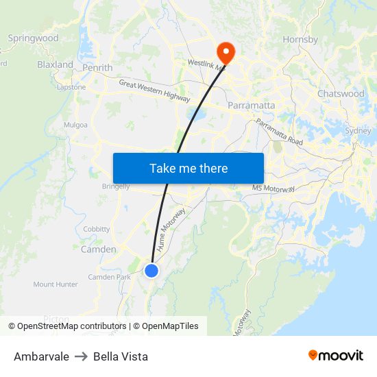 Ambarvale to Bella Vista map