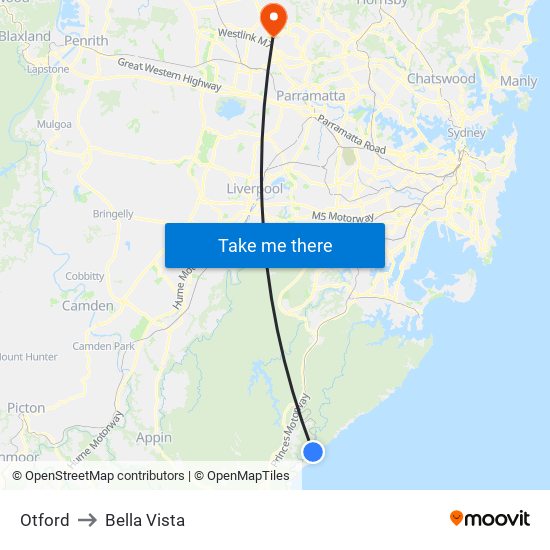 Otford to Bella Vista map