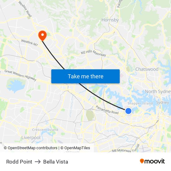 Rodd Point to Bella Vista map